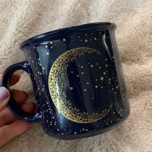 Love by the moon blue and gold coffee mug.